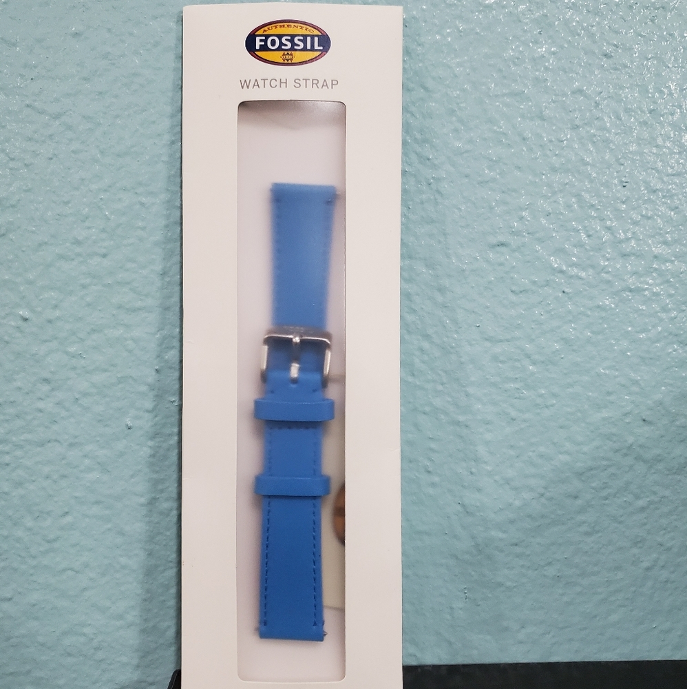 Fossil 18mm Blue Leather Watch Strap